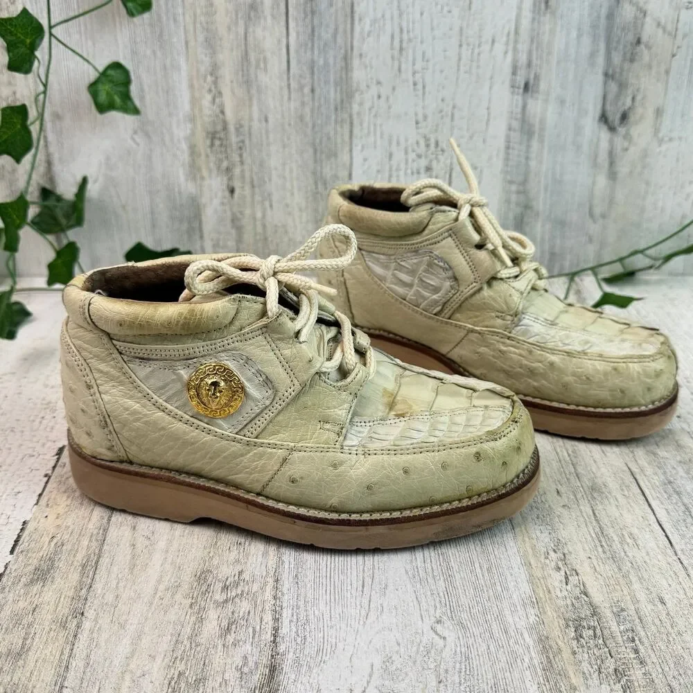 Sefeni Exotic Shoes Made of Tail crocodile & ostrich kids Size 11.5